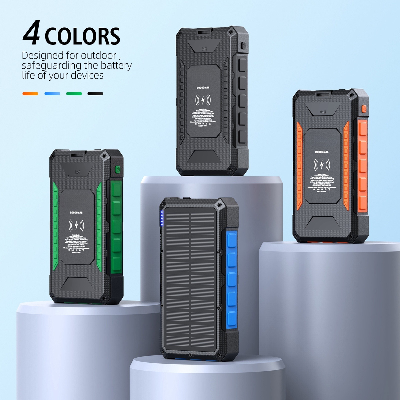 BMP-W2033 Solar Power Bank 20000mAh with Wireless Charger