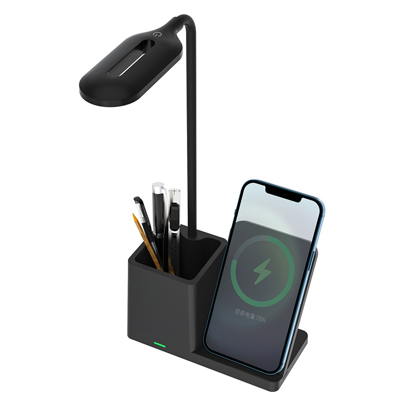 BMP-W1689-B : Desk Lamp+Pen Container Multi-function Wireless Charger