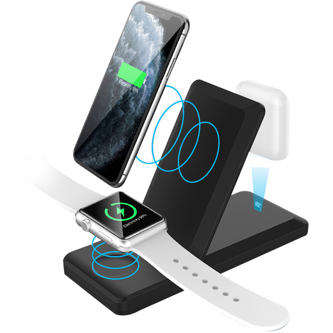 BMP-W1657：15W FAST Wireless Charger for Mobile Phone&AirPods&Apple Watch